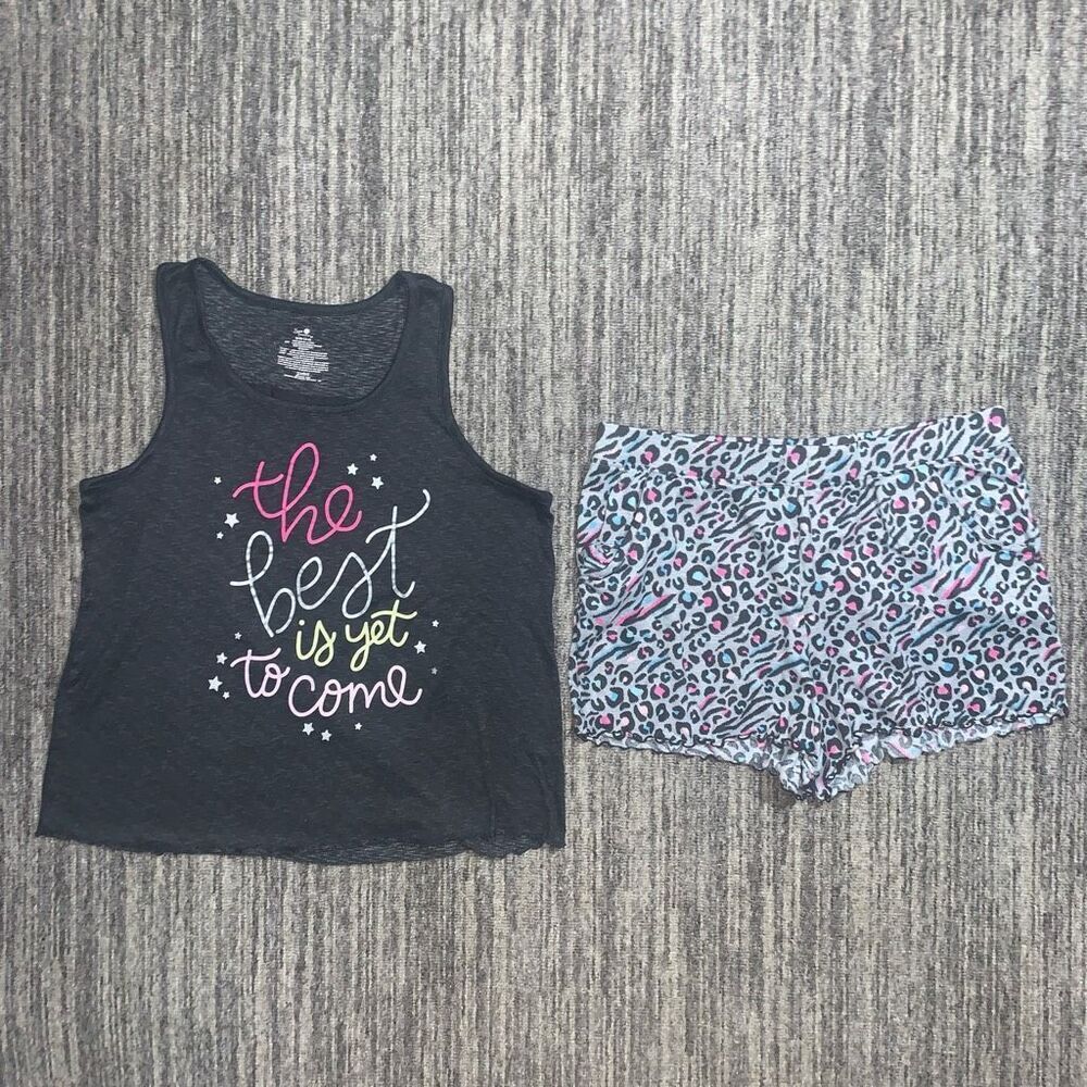 Secret Treasures Womens Size Small Set Sleepwear‎ Top & Shorts Black Leopard